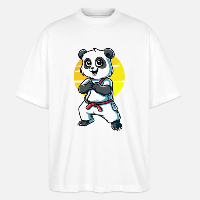 Panda mignon d’arts martiaux - T-shirt bio Blaster 2.0 coupe oversize Stanley/Stella Unisexe - blanc