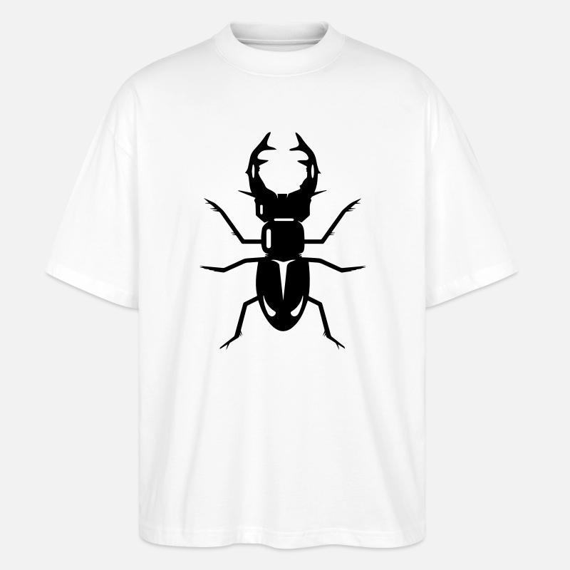 stilisierter Hirschkäfer mit prächtigen Geweih - Stanley/Stella Oversized Unisex Bio T-Shirt Blaster 2.0 - Weiß