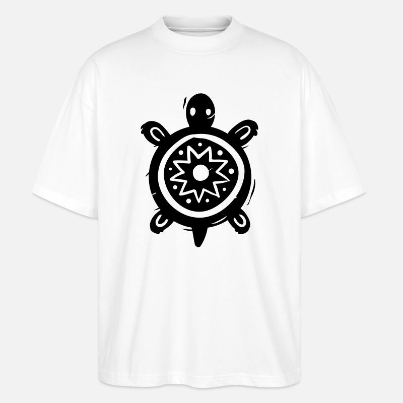 Schildkröte Tribal - Stanley/Stella Oversized Unisex Bio T-Shirt Blaster 2.0 - Weiß
