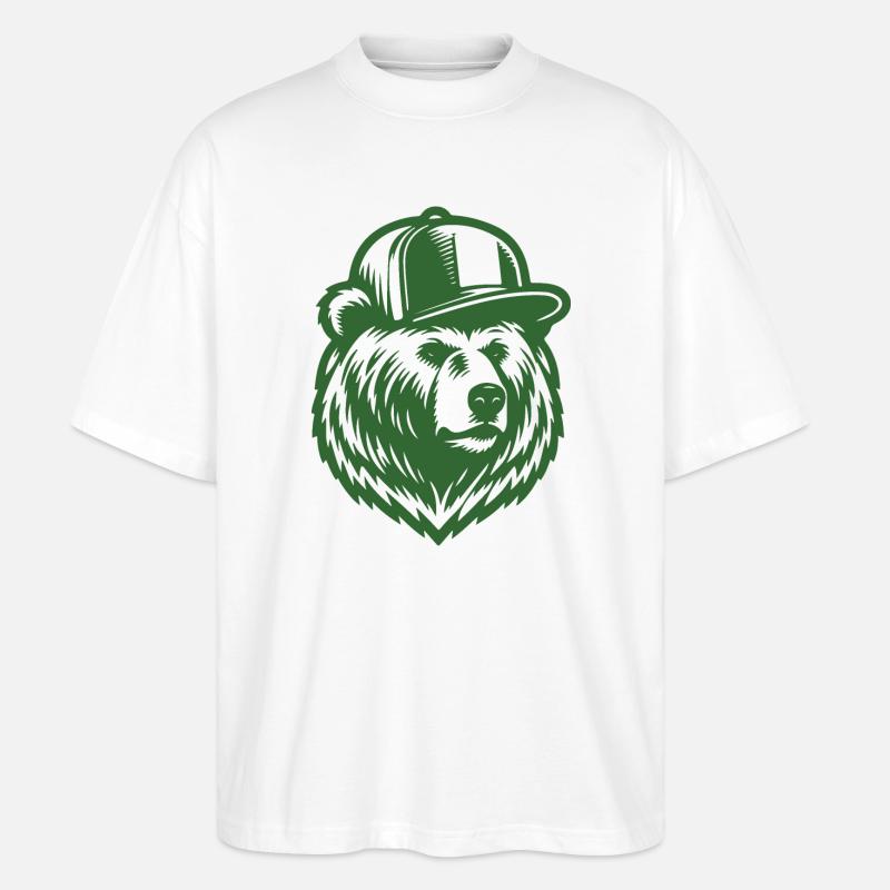 Cool Grizzly (Grün) - Stanley/Stella Oversized Unisex Bio T-Shirt Blaster 2.0 - Weiß