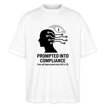 Remember the Basilisk - Stanley/Stella Oversized Unisex Organic T-shirt Blaster 2.0 - white - Front - Alina (178cm) & Michal (187cm)