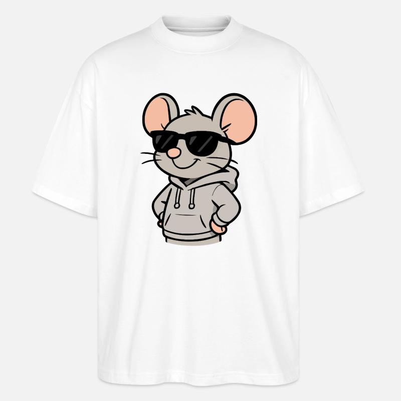 maus-sonnenbrille-cool - Stanley/Stella Oversized Unisex Bio T-Shirt Blaster 2.0 - Weiß