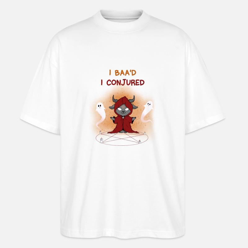 Celestial Magic Goat with Ghosts - Stanley/Stella Oversized Unisex Organic T-shirt Blaster 2.0 - white