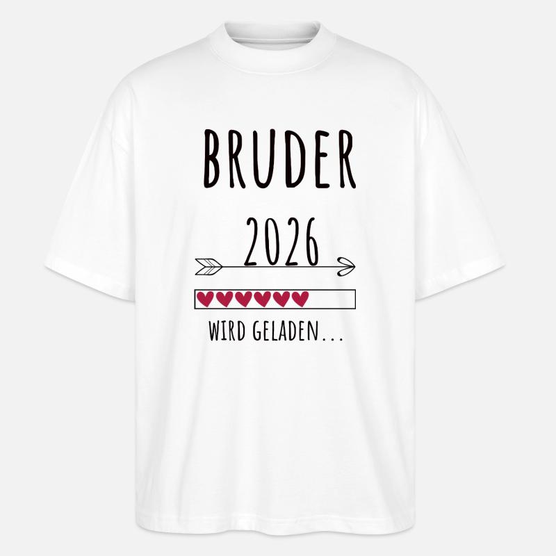 Werdender Bruder 2026 Geschenk Schwangerschaft - Stanley/Stella Oversized Unisex Bio T-Shirt Blaster 2.0 - Weiß