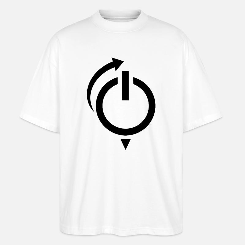 Netzschalter Neustart-Logo - Stanley/Stella Oversized Unisex Bio T-Shirt Blaster 2.0 - Weiß