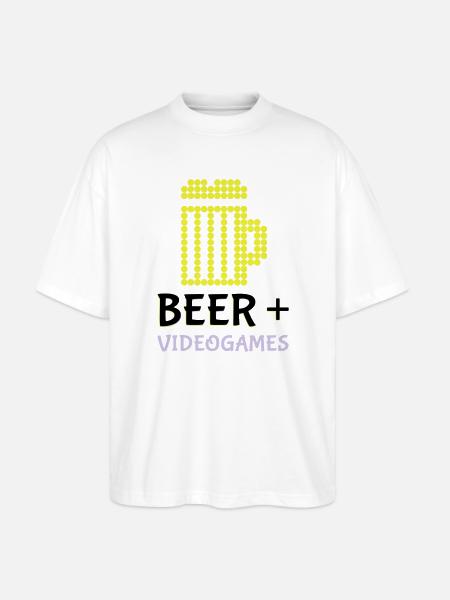 Pixel-Bier-Videospiele - Stanley/Stella Oversized Unisex Bio T-Shirt Blaster 2.0 - Weiß