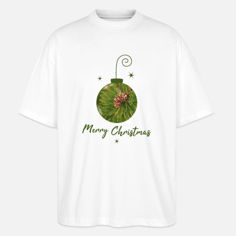 Grüne Weihnachtskugel mit Tannenzapfen - Stanley/Stella Oversized Unisex Bio T-Shirt Blaster 2.0 - Weiß