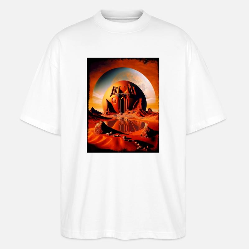 Roter Mondtempel Desert Sphere - Stanley/Stella Oversized Unisex Bio T-Shirt Blaster 2.0 - Weiß