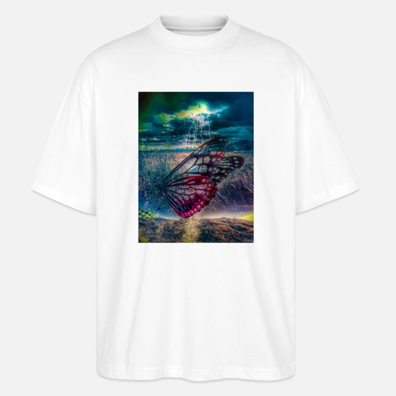 Schmetterling unter Sturmlicht - Stanley/Stella Oversized Unisex Bio T-Shirt Blaster 2.0 - Weiß