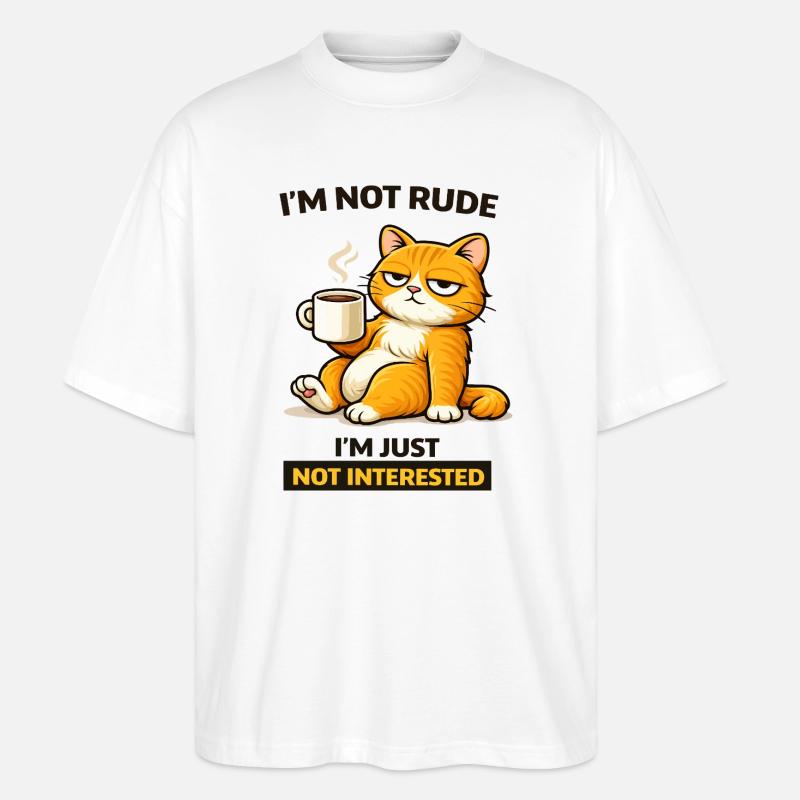 Mürrische Katzenkaffee-Einstellung - Stanley/Stella Oversized Unisex Bio T-Shirt Blaster 2.0 - Weiß