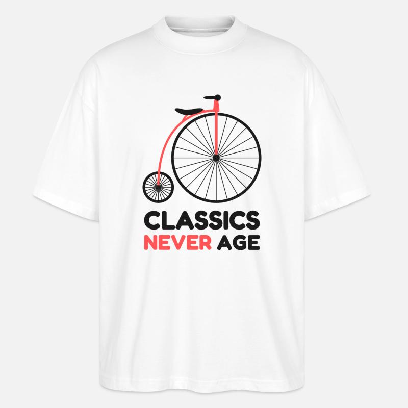 Classics Never Age Penny-Farthing Retro-Radfahren - Stanley/Stella Oversized Unisex Bio T-Shirt Blaster 2.0 - Weiß