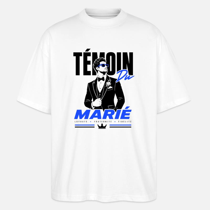 Témoin du Marié Élégance Premium - T-shirt bio Blaster 2.0 coupe oversize Stanley/Stella Unisexe - blanc