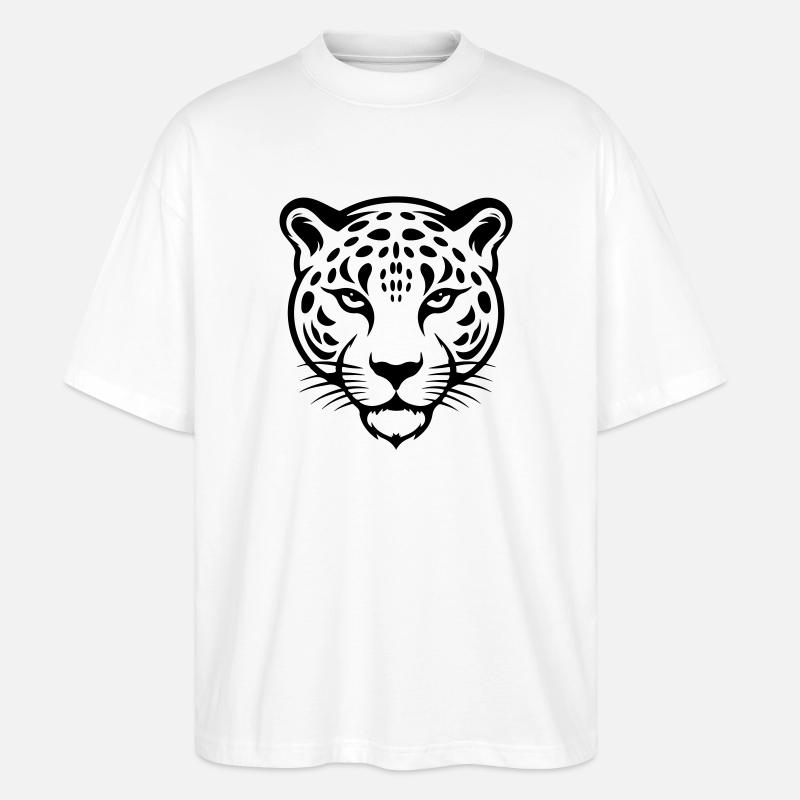 Tête de guépard - T-shirt bio Blaster 2.0 coupe oversize Stanley/Stella Unisexe - blanc