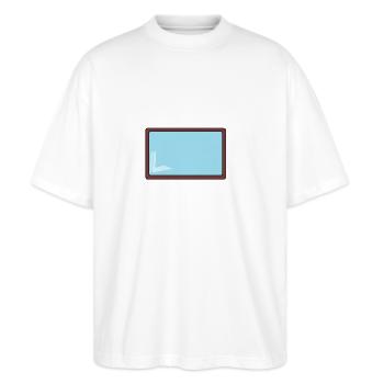 Fernseher / Spiegel / Fenster - Stanley/Stella Oversized Unisex Bio T-Shirt Blaster 2.0 - Weiß - Vorne - Alina (178cm) & Michal (187cm)