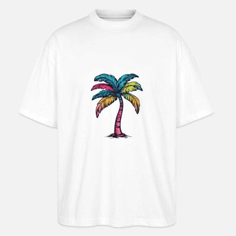 Palme Bunt - Stanley/Stella Oversized Unisex Bio T-Shirt Blaster 2.0 - Weiß