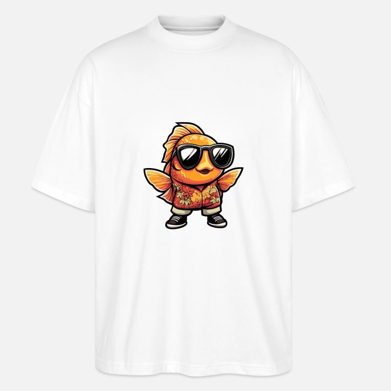 Goldfisch Comic Urlaub - Stanley/Stella Oversized Unisex Bio T-Shirt Blaster 2.0 - Weiß