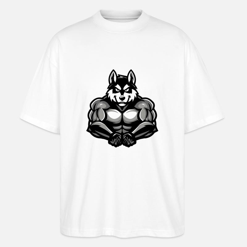 Chien Husky Bande dessinée - T-shirt bio Blaster 2.0 coupe oversize Stanley/Stella Unisexe - blanc
