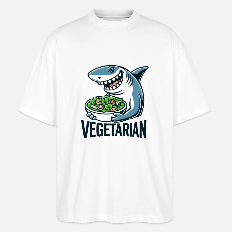 Vegetarischer Hai - Stanley/Stella Oversized Unisex Bio T-Shirt Blaster 2.0 - Weiß