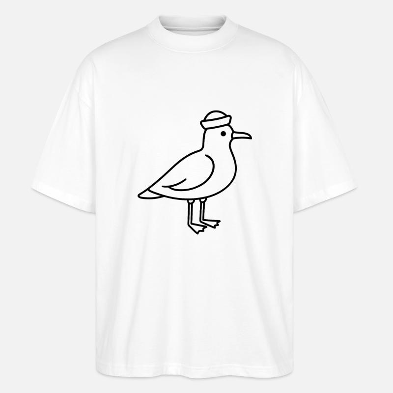 Möwe mit Mütze - Stanley/Stella Oversized Unisex Bio T-Shirt Blaster 2.0 - Weiß