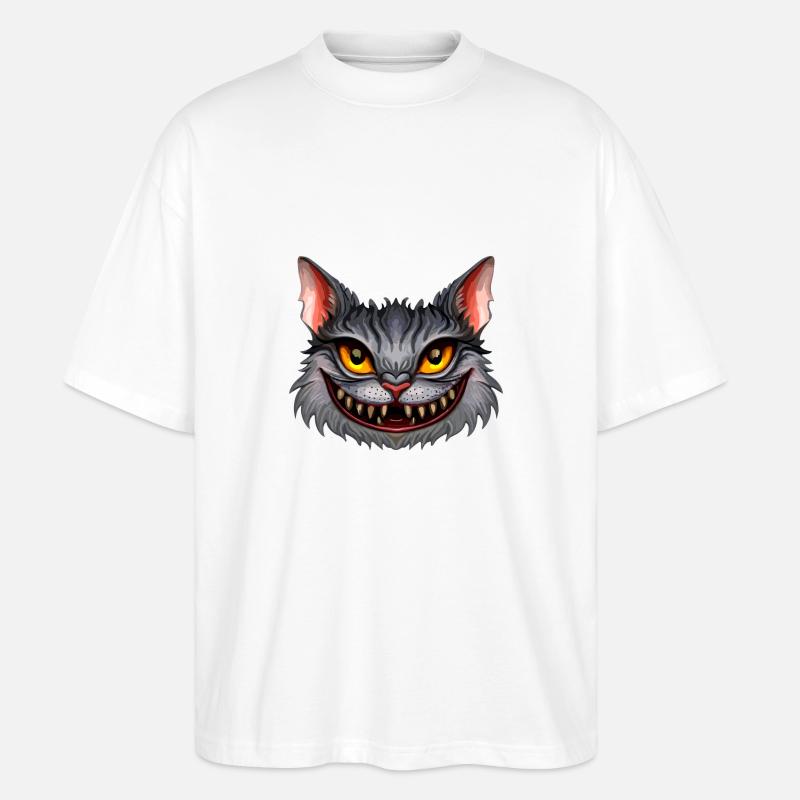 Grusselige Katze - Stanley/Stella Oversized Unisex Bio T-Shirt Blaster 2.0 - Weiß