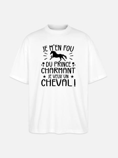 I don't care about Prince Charming, I want a horse - Stanley/Stella Oversized Unisex Organic T-shirt Blaster 2.0 - white