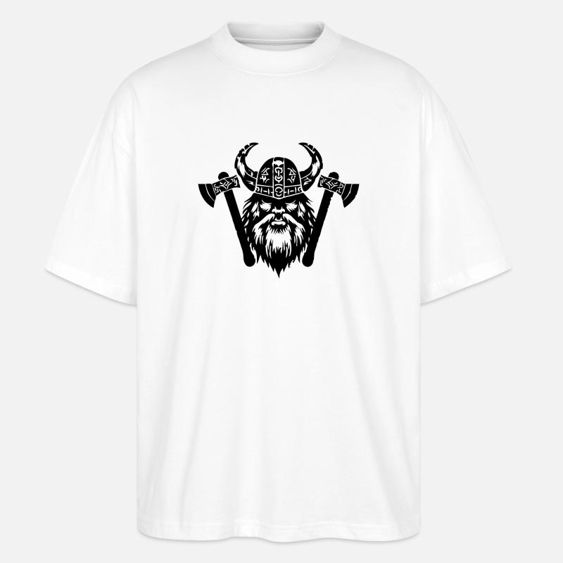 Wikinger mit Axt und Helm - Stanley/Stella Oversized Unisex Bio T-Shirt Blaster 2.0 - Weiß