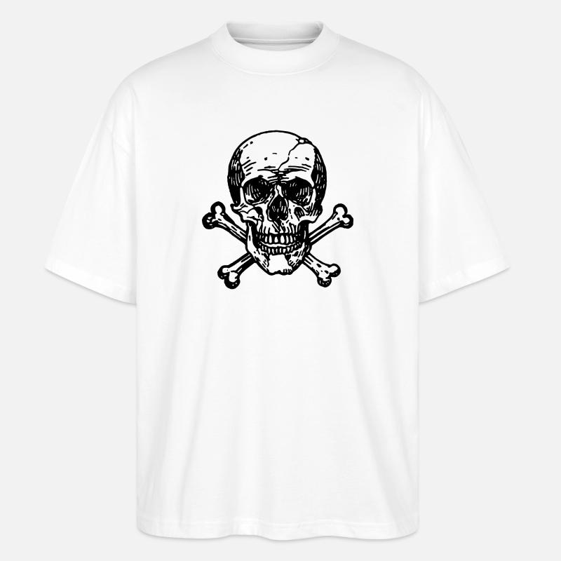 Totenkopf Pirat - Stanley/Stella Oversized Unisex Bio T-Shirt Blaster 2.0 - Weiß