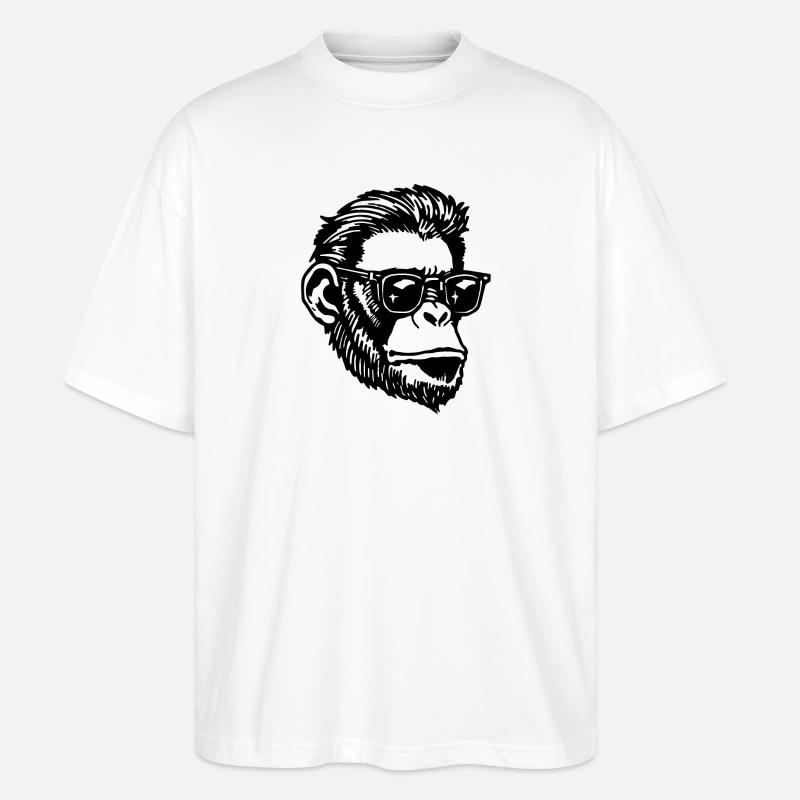 Monkey Monkey Monkey Face - Stanley/Stella Oversized Unisex Organic T-shirt Blaster 2.0 - white