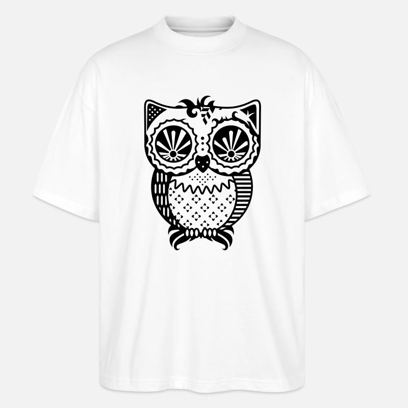Patchwork owl - Stanley/Stella Oversized Unisex Organic T-shirt Blaster 2.0 - white