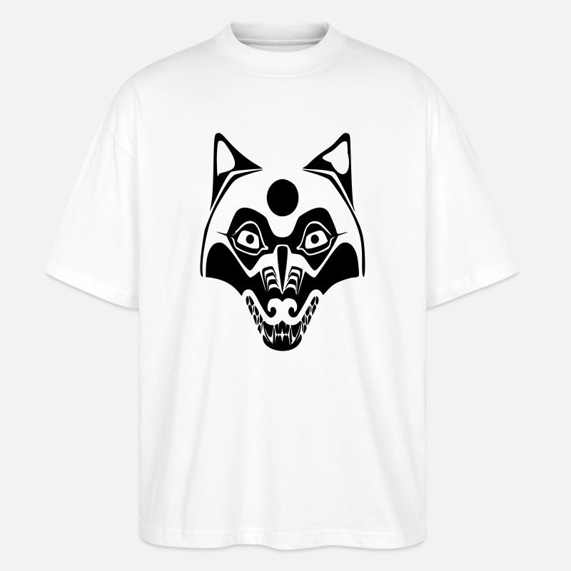 wolf - maske mond - Stanley/Stella Oversized Unisex Bio T-Shirt Blaster 2.0 - Weiß