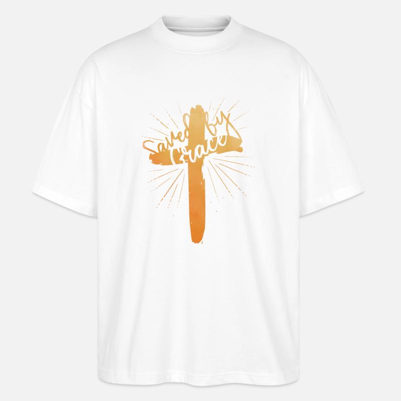 Saved by Grace - Stanley/Stella Oversized Unisex Bio T-Shirt Blaster 2.0 - Weiß