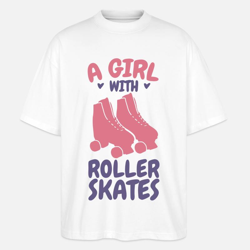 Ein Mädchen mit Rollschuhen - Stanley/Stella Oversized Unisex Bio T-Shirt Blaster 2.0 - Weiß