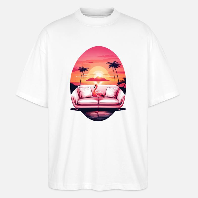 Flamingo Sofa - Stanley/Stella Oversized Unisex Bio T-Shirt Blaster 2.0 - Weiß