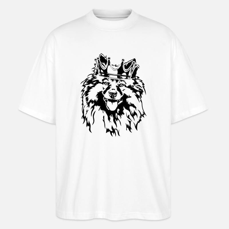 Wolfsspitz Krone Hunde Hund Wilsigns - Stanley/Stella Oversized Unisex Bio T-Shirt Blaster 2.0 - Weiß