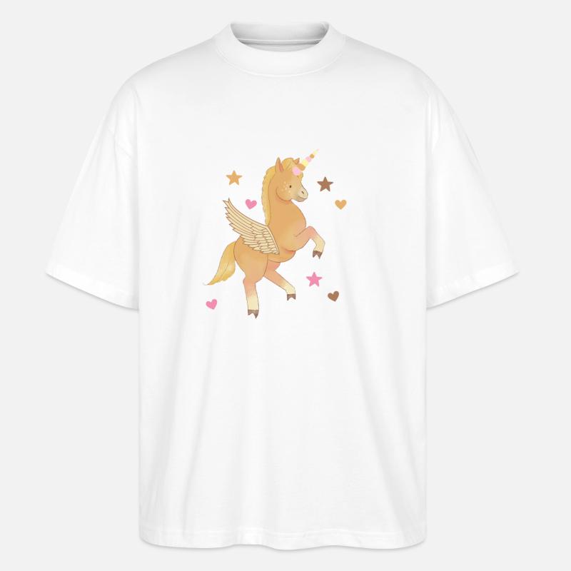 Einhorn, Pferd, Pony, Pegasus - Stanley/Stella Oversized Unisex Bio T-Shirt Blaster 2.0 - Weiß