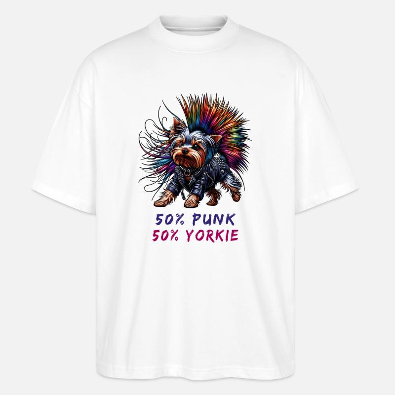 Yorkshire Terrier Punk - Stanley/Stella Oversized Unisex Bio T-Shirt Blaster 2.0 - Weiß