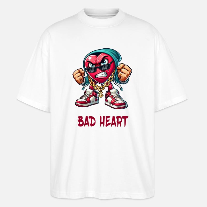 Böses Herz Design - Stanley/Stella Oversized Unisex Bio T-Shirt Blaster 2.0 - Weiß