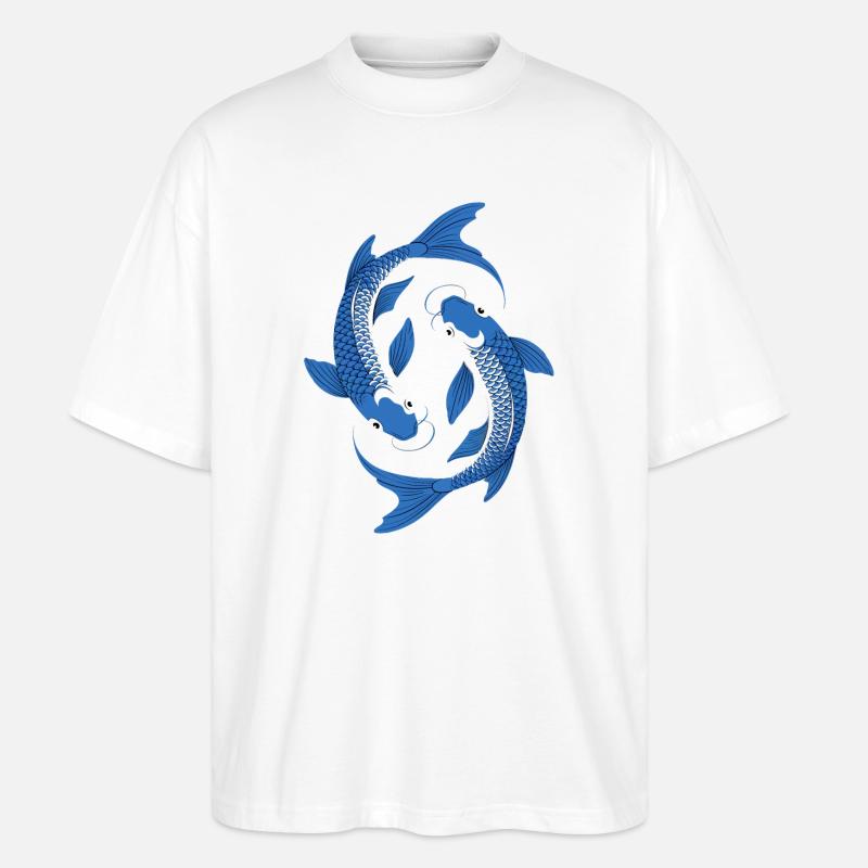 Blauer Koi Kreis Kunst - Stanley/Stella Oversized Unisex Bio T-Shirt Blaster 2.0 - Weiß