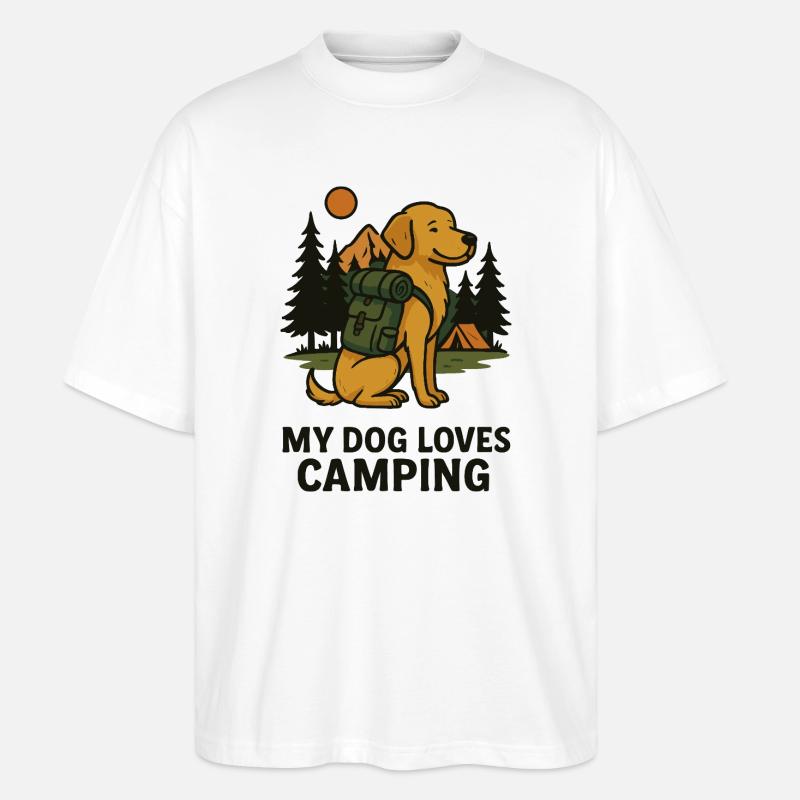 MY DOG LOVES CAMPING - Stanley/Stella Oversized Unisex Bio T-Shirt Blaster 2.0 - Weiß