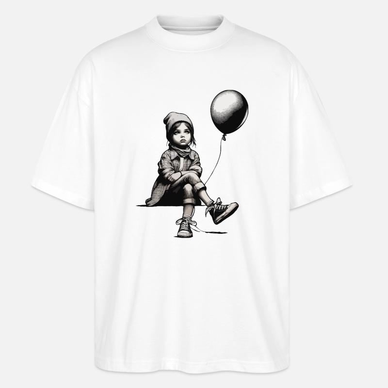 Mädchen mit Luftballon - Stanley/Stella Oversized Unisex Bio T-Shirt Blaster 2.0 - Weiß