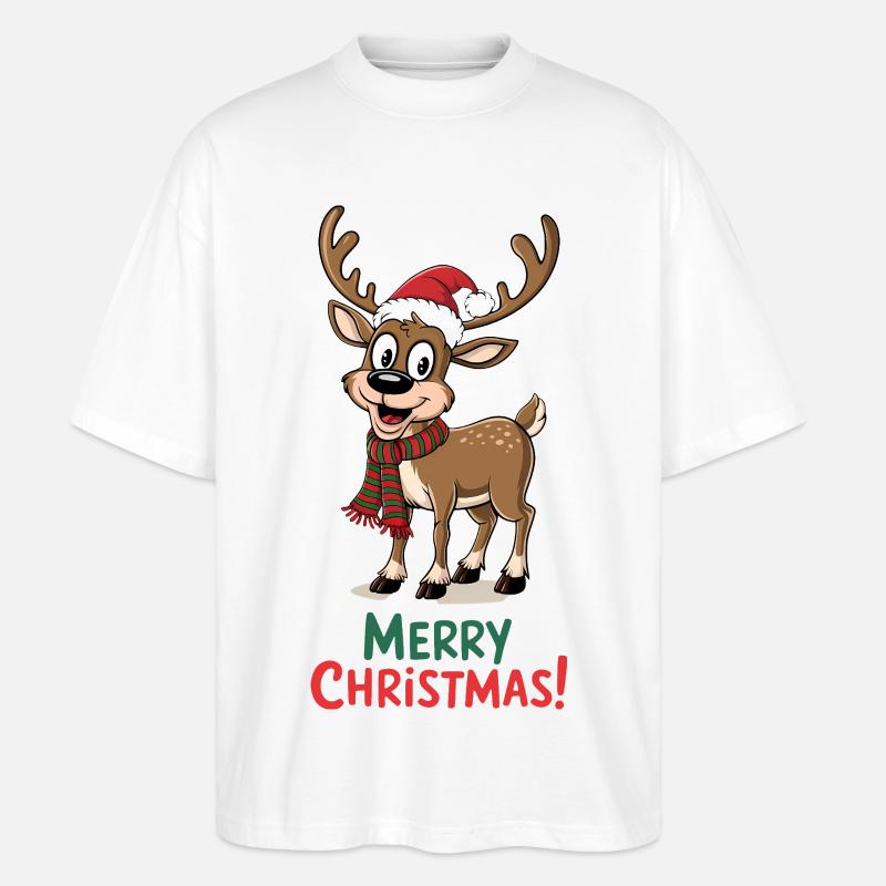 Rentier Weihnachtspullover lustig süß niedlich - Stanley/Stella Oversized Unisex Bio T-Shirt Blaster 2.0 - Weiß