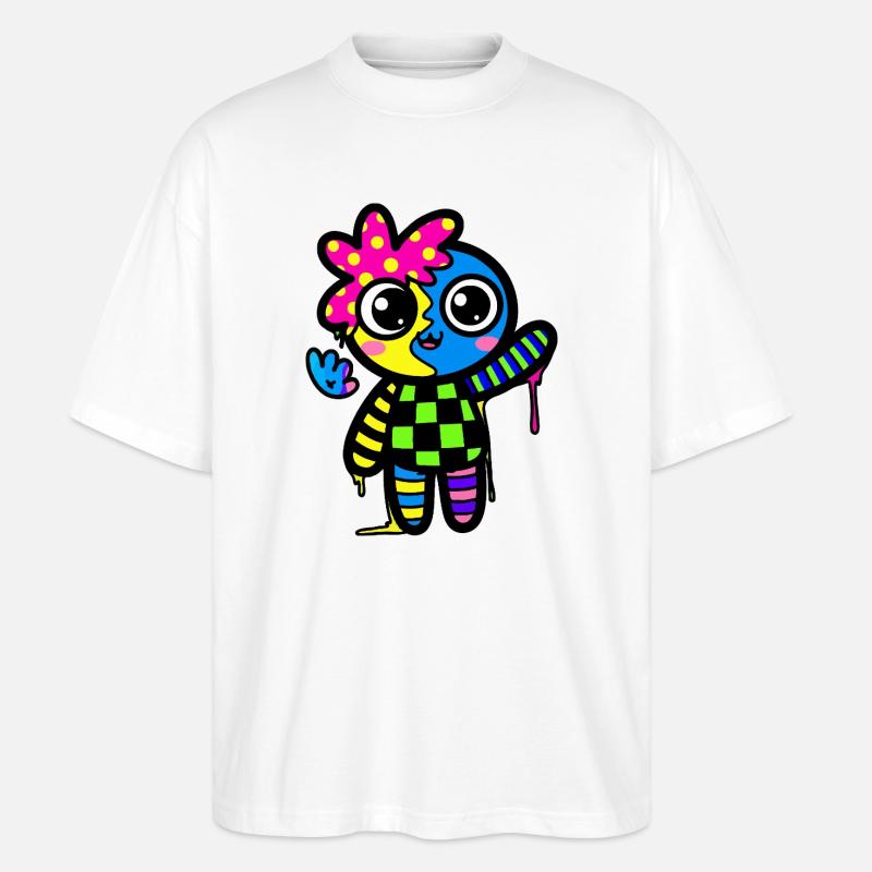 Split Face Rainbow Pop Art - Stanley/Stella Oversized Unisex Organic T-shirt Blaster 2.0 - white