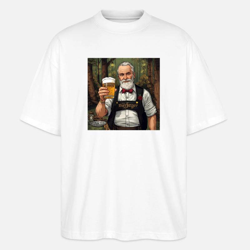 Bierjäger im Waldabend - Stanley/Stella Oversized Unisex Bio T-Shirt Blaster 2.0 - Weiß