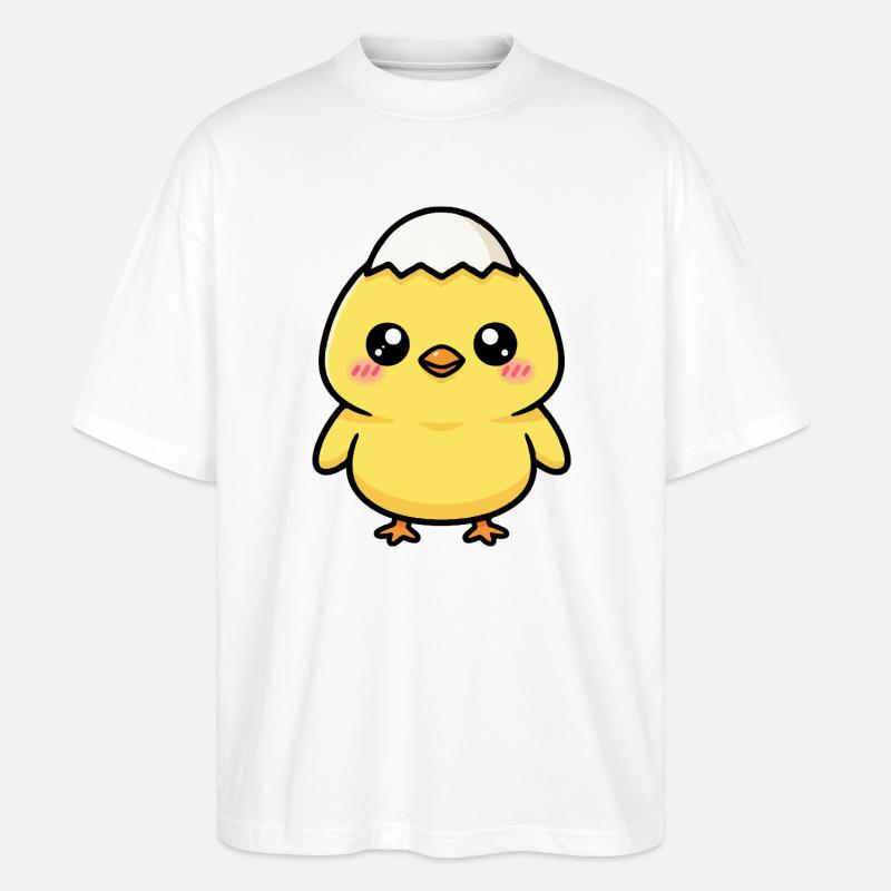 Küken mit Kawaii-Kappe - Stanley/Stella Oversized Unisex Bio T-Shirt Blaster 2.0 - Weiß