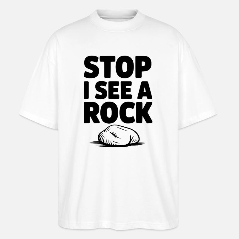 Stopp, ich sehe einen Stein - Stanley/Stella Oversized Unisex Bio T-Shirt Blaster 2.0 - Weiß