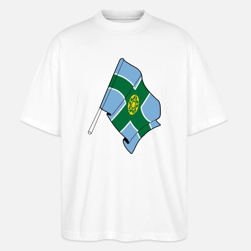 Drapeau du Derbyshire - T-shirt bio Blaster 2.0 coupe oversize Stanley/Stella Unisexe - blanc