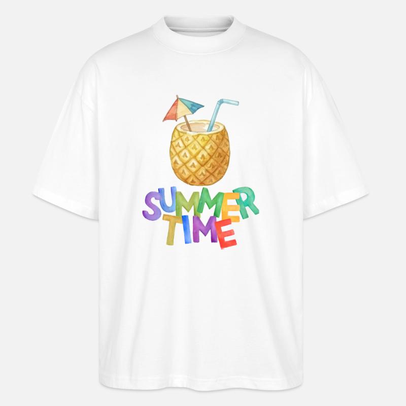 Boisson à l’ananas d’été - T-shirt bio Blaster 2.0 coupe oversize Stanley/Stella Unisexe - blanc