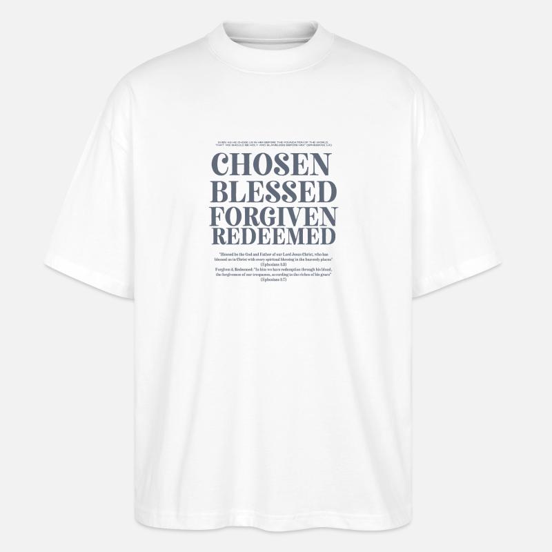 Élu Béni Pardonner Racheté - T-shirt bio Blaster 2.0 coupe oversize Stanley/Stella Unisexe - blanc