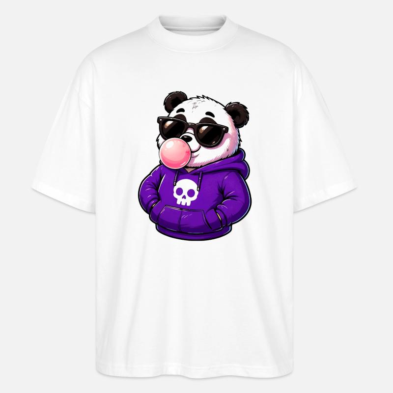 Cool_Panda_Bubblegum_Attitude - Stanley/Stella Oversized Unisex Organic T-shirt Blaster 2.0 - white