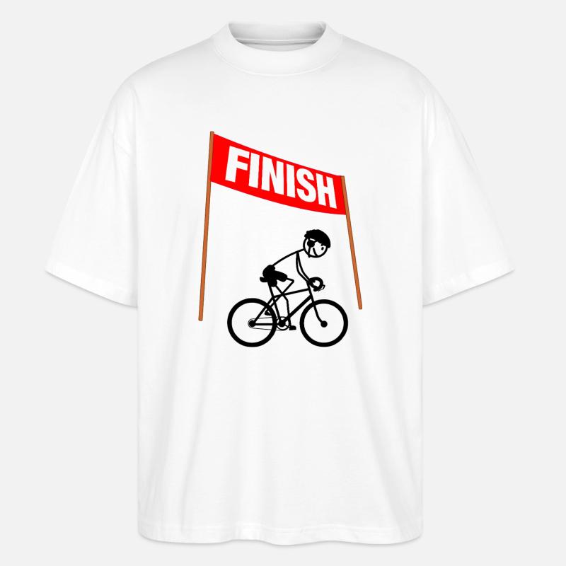 Junger Radfahrer-Finisher - Stanley/Stella Oversized Unisex Bio T-Shirt Blaster 2.0 - Weiß